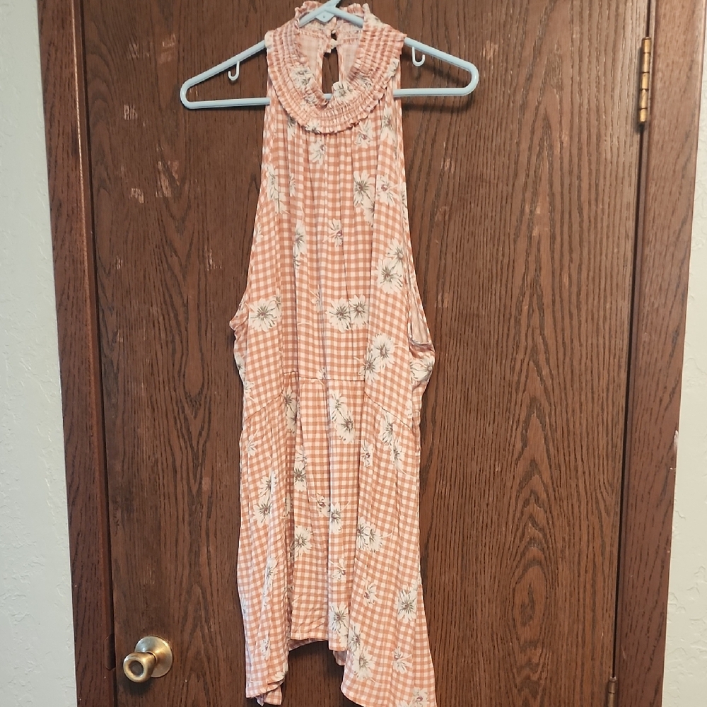 New Never Worn White Birch Strapless Pink Gingham Dress